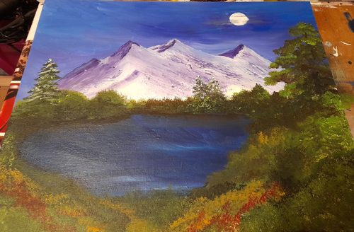Pauline, mountain landscape, acrylic.